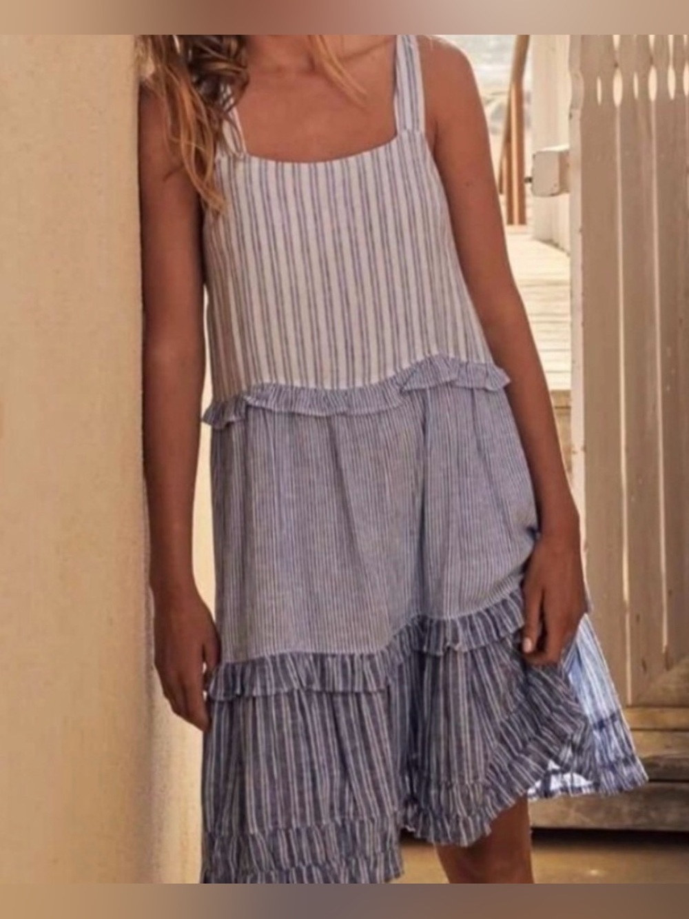 NWOT/Rails”Sandy” and White Striped Ruffle Mini Dress/SzMedium